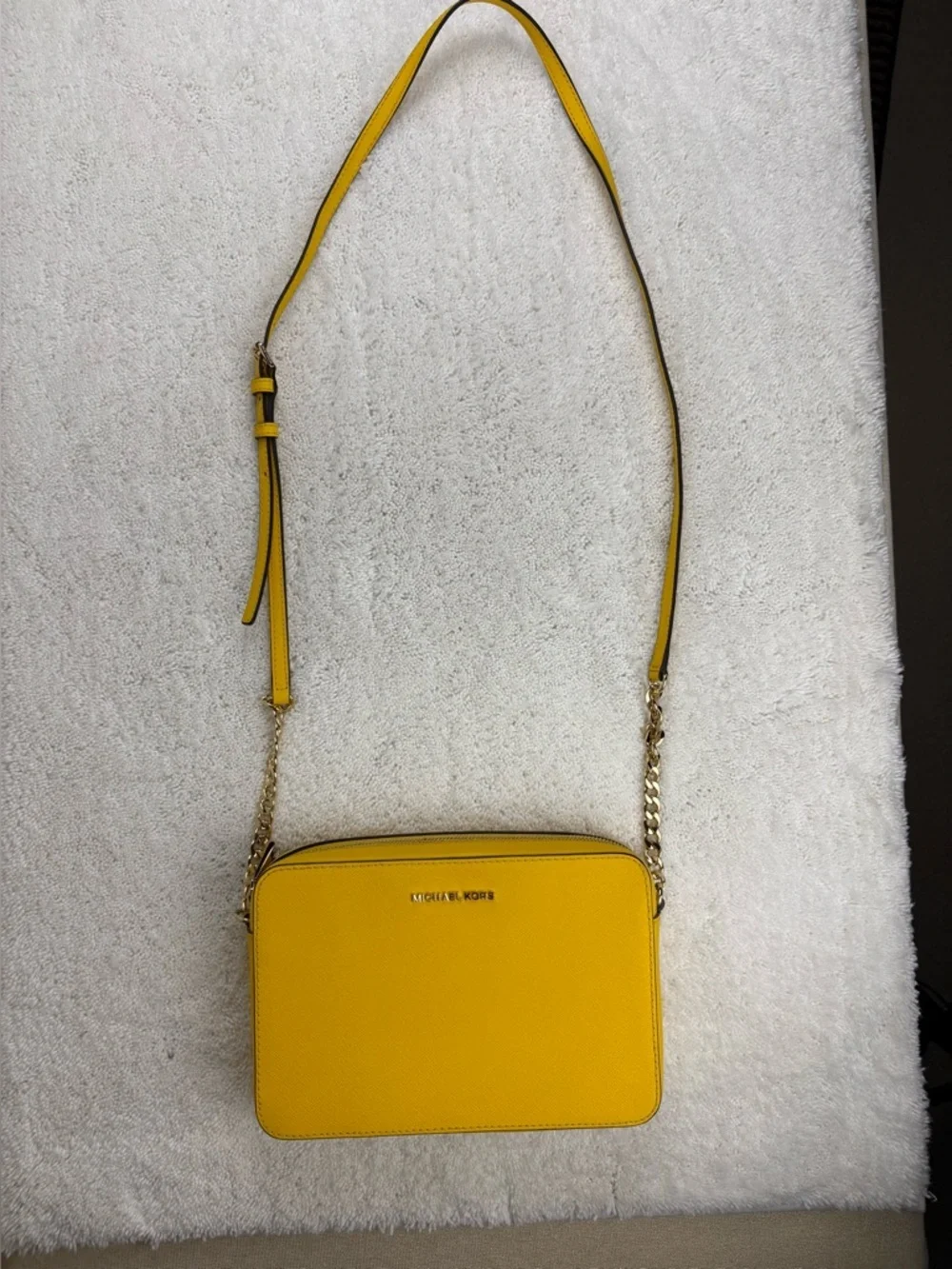 Michael Kors Yellow Jet Set Large Saffiano Leather Crossbody Bag